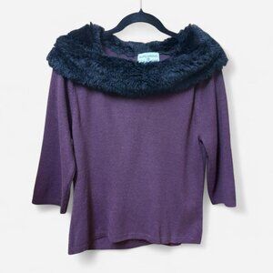 Faux Fur Collar Sweater (XL)